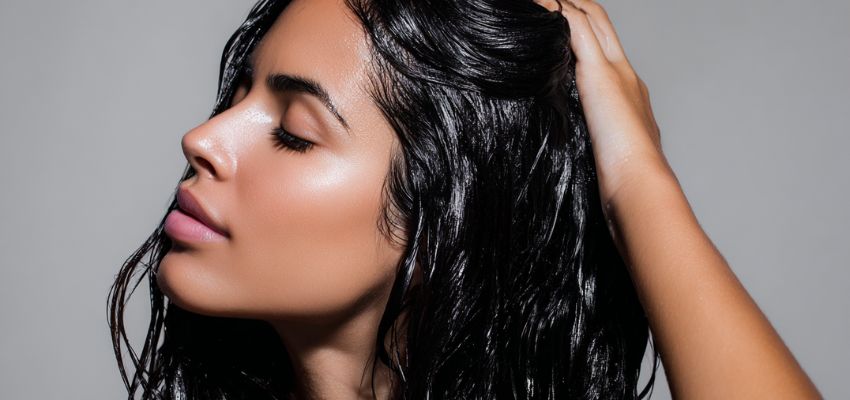 The woman has black hair.