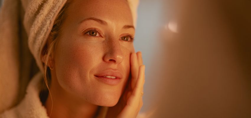 uneven skin tone (2) The woman uses skincare that helps eliminate uneven skin tone.