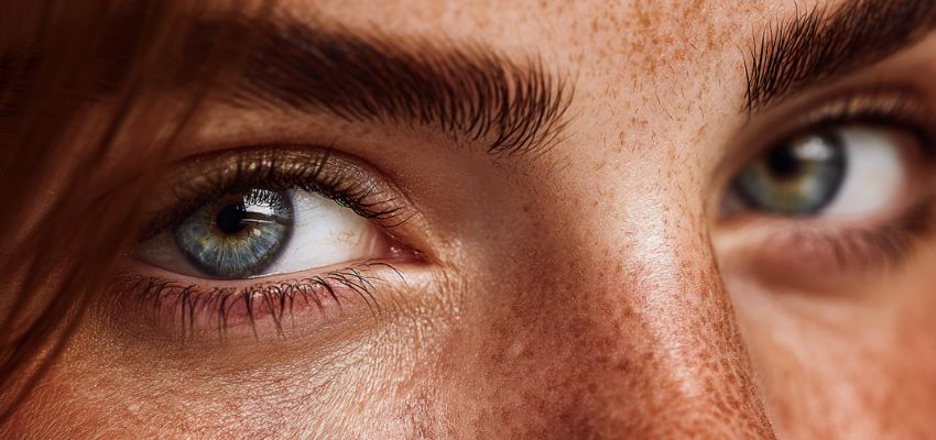 Close-up showing exactly where should your eyebrows start – aligned with the inner corner of the eye for perfect natural brow shape