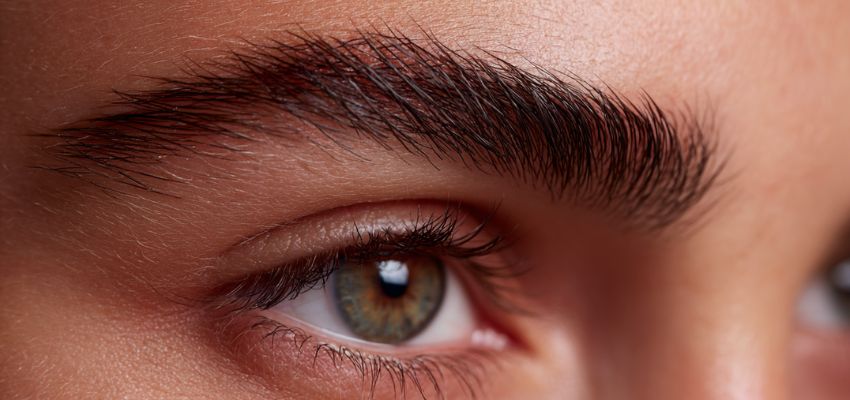 Macro shot illustrating the ideal point where should your eyebrows start, directly above the tear duct for balanced facial proportions